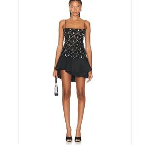Johanna Ortiz Black Strapless Sequin Dress
